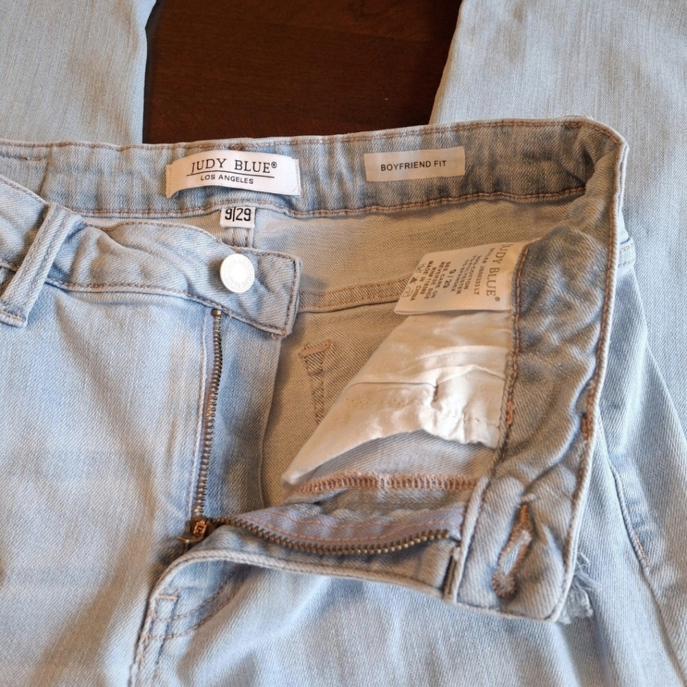 Judy Blue Jeans Boyfriend Fit Distressed Stretch Blue Jeans Women Size 9/29 - Picture 8 of 16